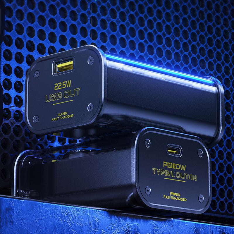 WEKOME WP-333 Vanguard Series - Nešiojamasis įkroviklis (power bank) 10000 mAh Super Charging PD 20W + QC 22.5W (juoda / permatoma)