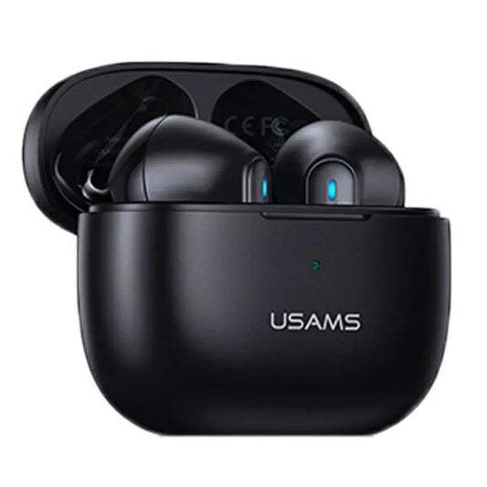 USAMS NX10 serija – Bluetooth 5.2 TWS ausinės su įkrovimo dėklu (Juodos)