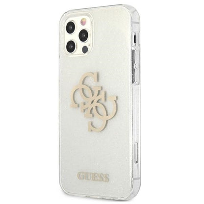 Guess Glitter 4G Big Logo – dėklas, skirtas „iPhone 12 Pro Max“ (skaidrus)