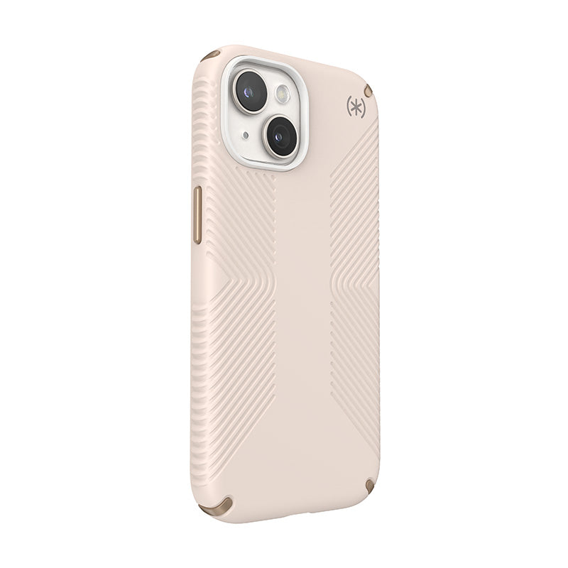 Speck Presidio2 Grip – dėklas iPhone 16e / iPhone 15 / iPhone 14 / iPhone 13 (Bleached Bone / Heirloom Gold / Hazel Brown)