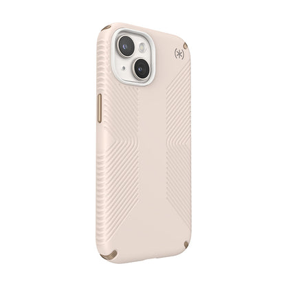 Speck Presidio2 Grip – dėklas iPhone 16e / iPhone 15 / iPhone 14 / iPhone 13 (Bleached Bone / Heirloom Gold / Hazel Brown)