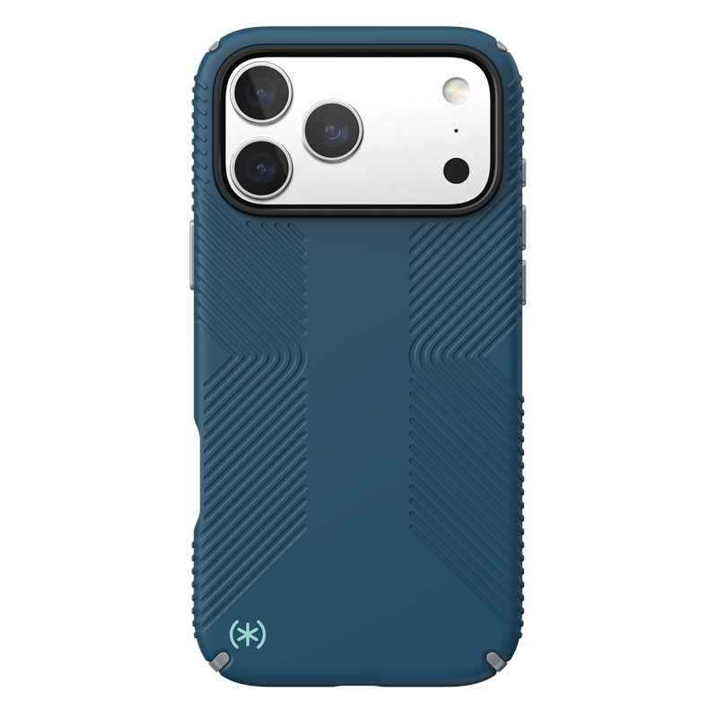 Speck Presidio2 Grip MagSafe - dėklas iPhone 17 Pro Max (Deep Sea/Silver Metallic)