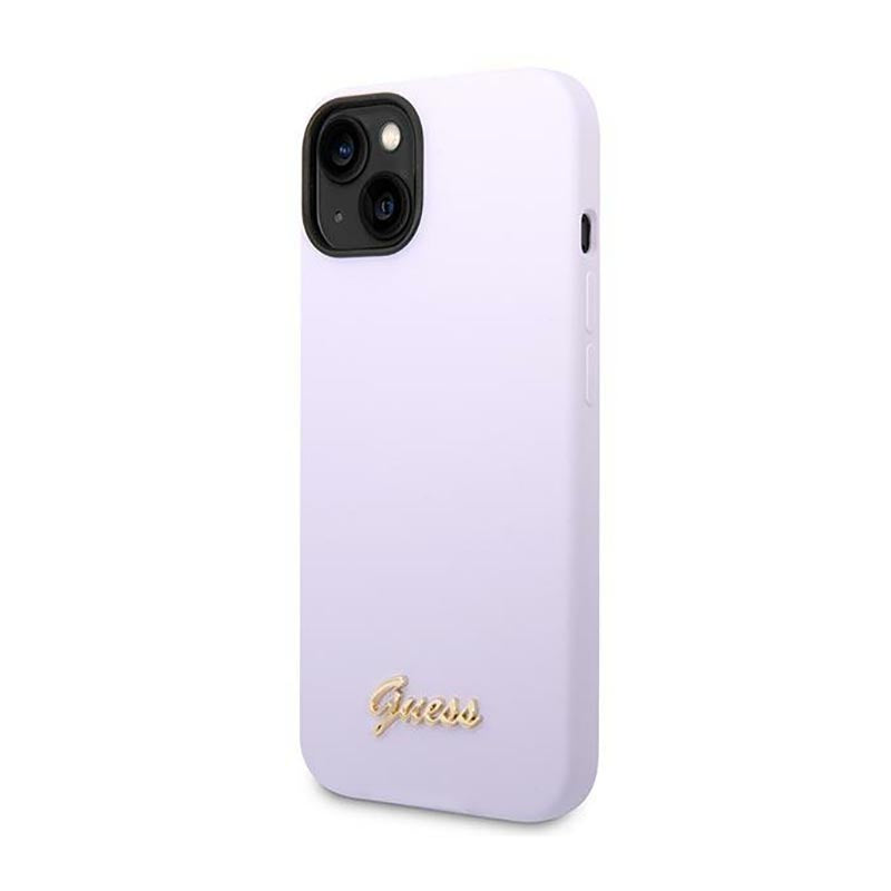 Guess silikoninis derlinis – dėklas iPhone 14 (violetinės spalvos)