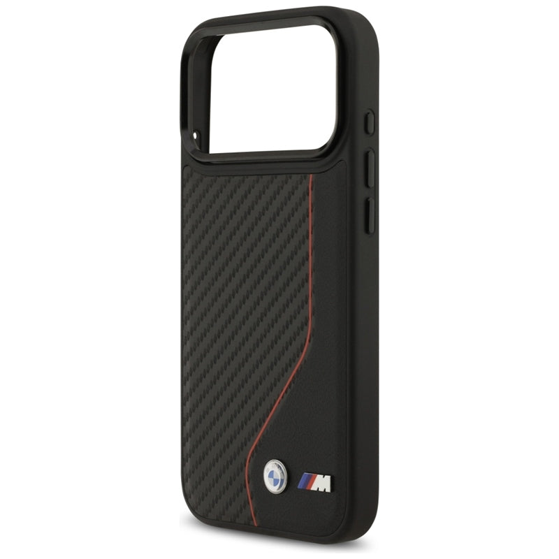 BMW M Carbon Line & Logo MagSafe - dėklas iPhone 17 Pro Max (raudonas)