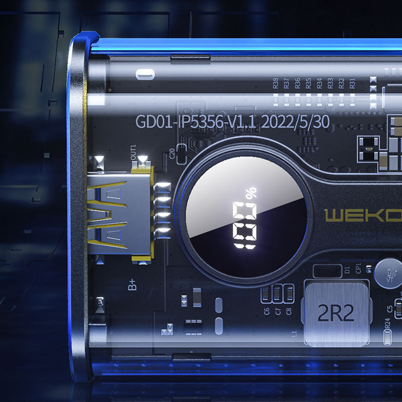 WEKOME WP-333 Vanguard Series - Nešiojamasis įkroviklis (power bank) 10000 mAh Super Charging PD 20W + QC 22.5W (juoda / permatoma)