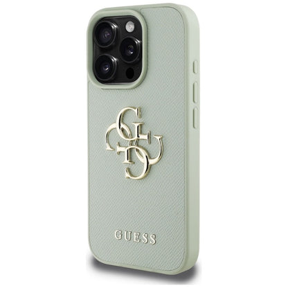 Guess Grained Big 4G Logo Small Classic Logo – dėklas, skirtas iPhone 16 Pro (žalias)