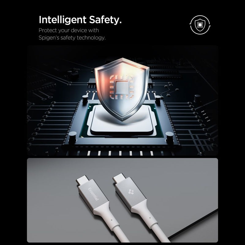 Spigen EB24012CC Essential - USB-C į USB-C PD Kabelis 240W 1.2m (Baltas)