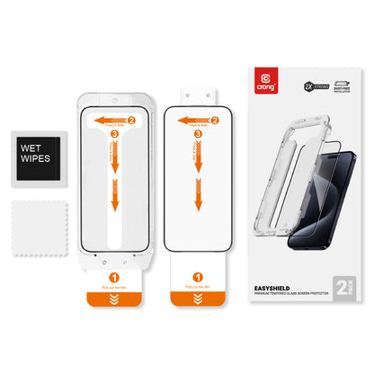 Crong EasyShield 2-vnt. grūdinto stiklo apsauginis ekranas iPhone 15 Pro Max (2 vnt.)