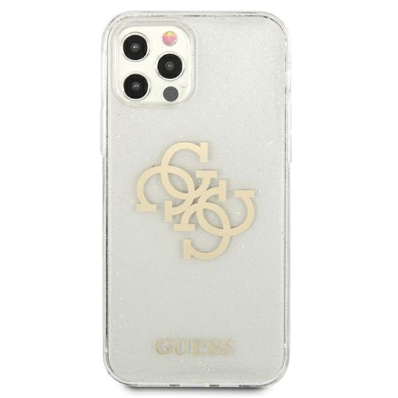 Guess Glitter 4G Big Logo – dėklas, skirtas „iPhone 12 Pro Max“ (skaidrus)