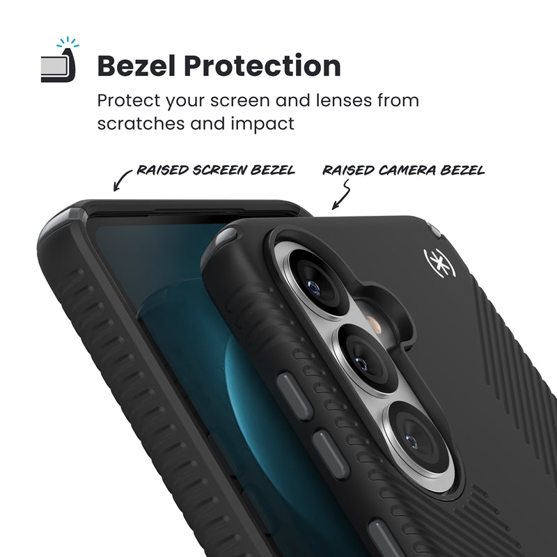 Speck Presidio2 Grip Magnet - Samsung Galaxy S26+ MagSafe dėklas (Juoda/Slate Gray/Balta)