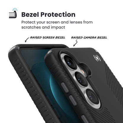 Speck Presidio2 Grip Magnet - Samsung Galaxy S26+ MagSafe dėklas (Juoda/Slate Gray/Balta)