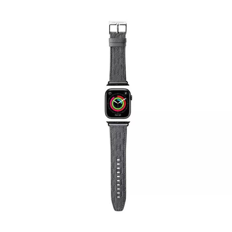 Karl Lagerfeld Saffiano Monogram – dirželis, skirtas „Apple Watch“ 42/44/45/49 mm (sidabrinis)