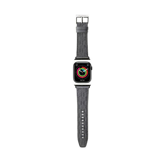 Karl Lagerfeld Saffiano Monogram – dirželis, skirtas „Apple Watch“ 42/44/45/49 mm (sidabrinis)