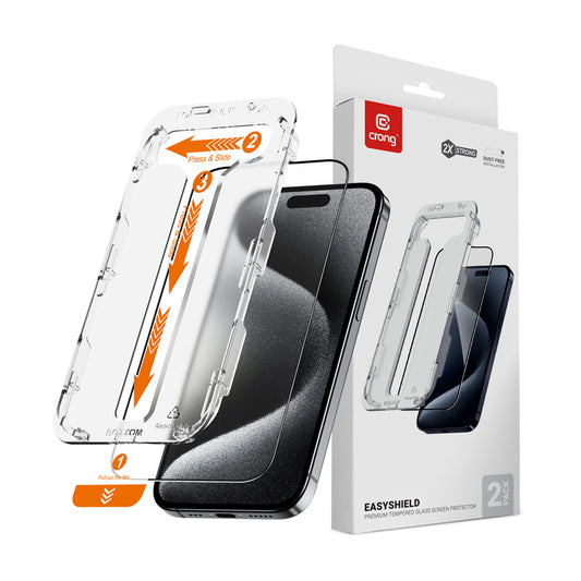 Crong EasyShield 2 vnt. - grūdintas stiklas, skirtas „iPhone 15 Pro Max“ (2 vnt.)