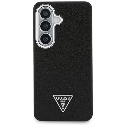 Guess Fixed Glitter Triangle MagSafe dėklas - Samsung Galaxy S26 dėklas (juodas)