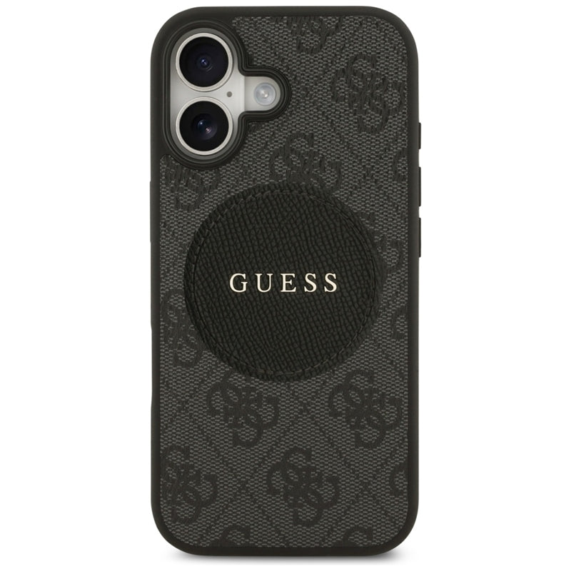 Guess 4G Circle Classic Logo MagSafe dėklas – iPhone 17 (juodas)
