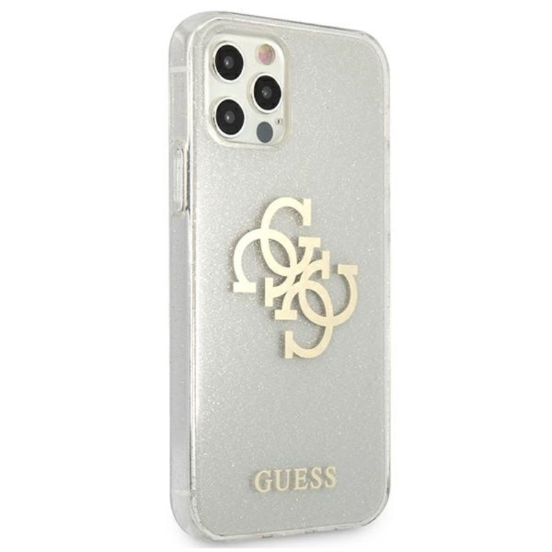 Guess Glitter 4G Big Logo – dėklas, skirtas „iPhone 12 Pro Max“ (skaidrus)