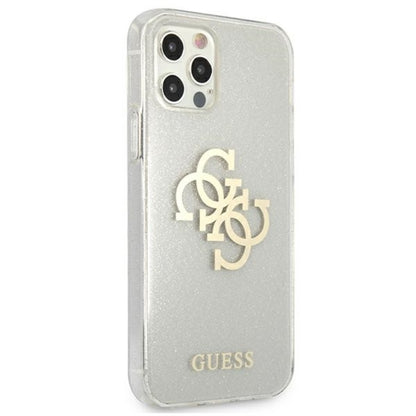 Guess Glitter 4G Big Logo – dėklas, skirtas „iPhone 12 Pro Max“ (skaidrus)