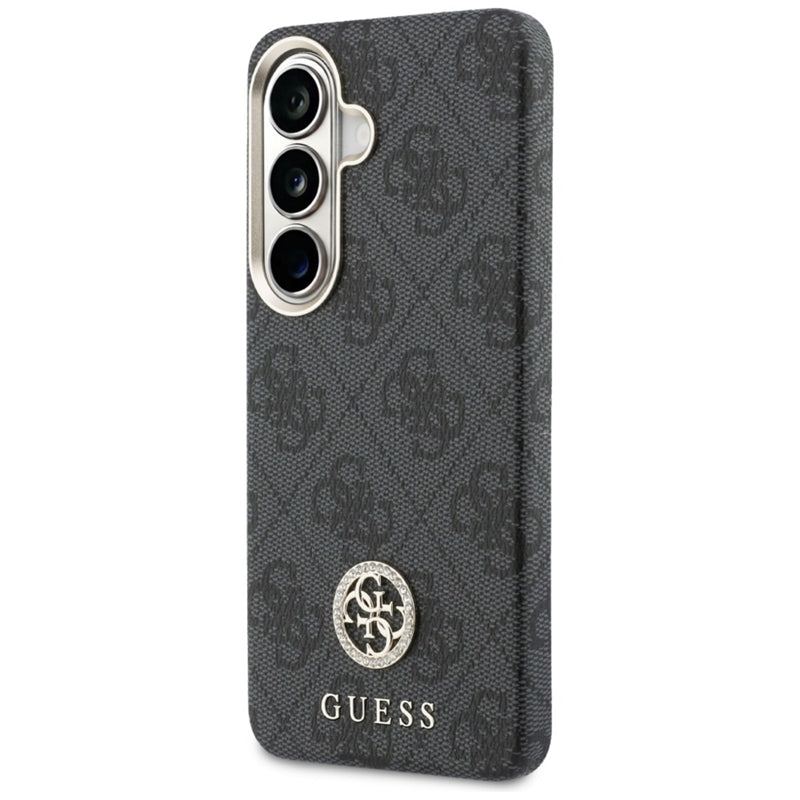 Guess 4G Blizgučių Apvalus Logotipas MagSafe - Samsung Galaxy S26 dėklas (juodas)