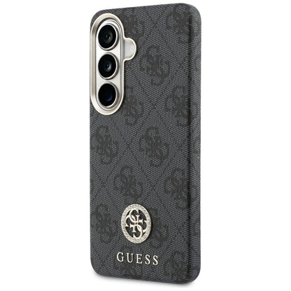 Guess 4G Blizgučių Apvalus Logotipas MagSafe - Samsung Galaxy S26 dėklas (juodas)
