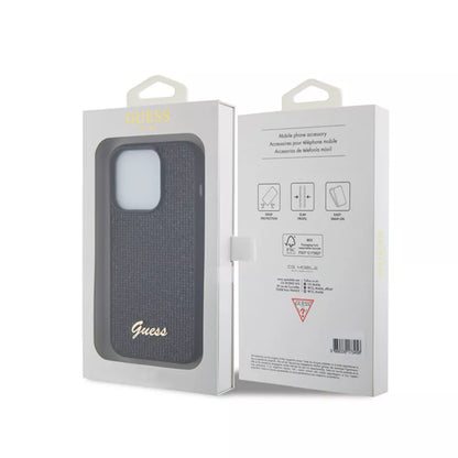 Guess Sequin Script Metal - dėklas skirtas iPhone 15 Pro (juodas)