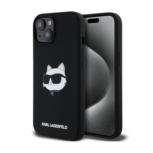 Karl Lagerfeld Silikoninė Choupette galva MagSafe – iPhone 15 / 14 / 13 dėklas (juodas)