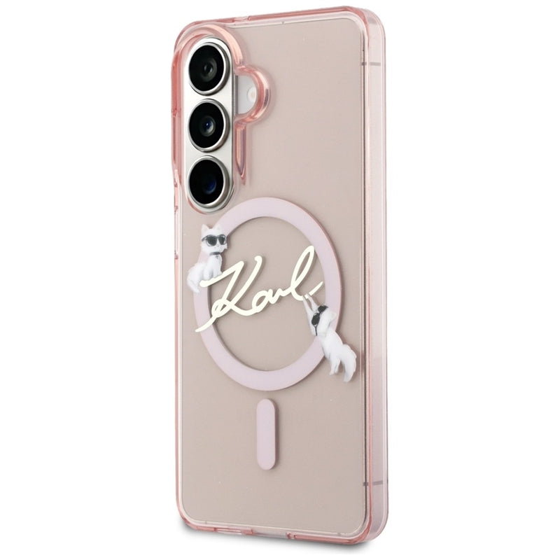 Karl Lagerfeld IML KC Script MagSafe dėklas - Samsung Galaxy S26 (Rožinis)