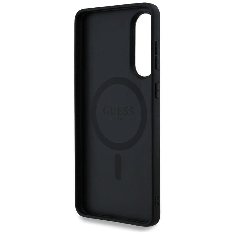 Guess 4G Ring Classic Logo MagSafe - Dėklas Samsung Galaxy S25 Edge (juodas)