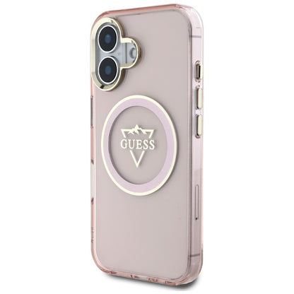 Guess IML Metal Mountain Logo MagSafe – dėklas skirtas iPhone 16 (rožinis)