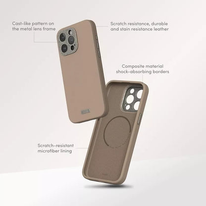 Moshi Napa MagSafe – Odinis dėklas, skirtas iPhone 15 Pro Max (Woodsmoke Brown)