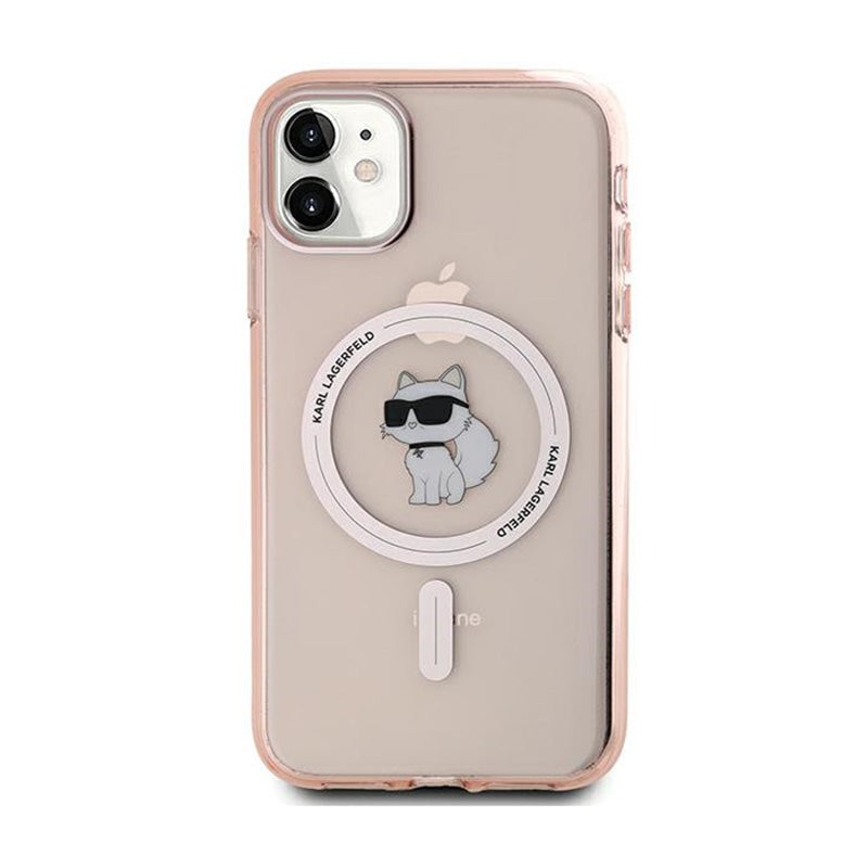 Karl Lagerfeld IML Choupette MagSafe – dėklas iPhone 11 (rožinis)