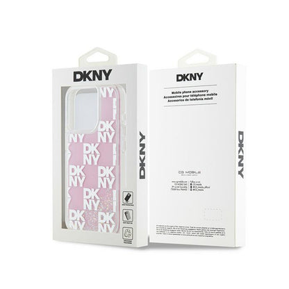 DKNY Liquid Glitter Multilogo – dėklas iPhone 15 Pro (rožinis)