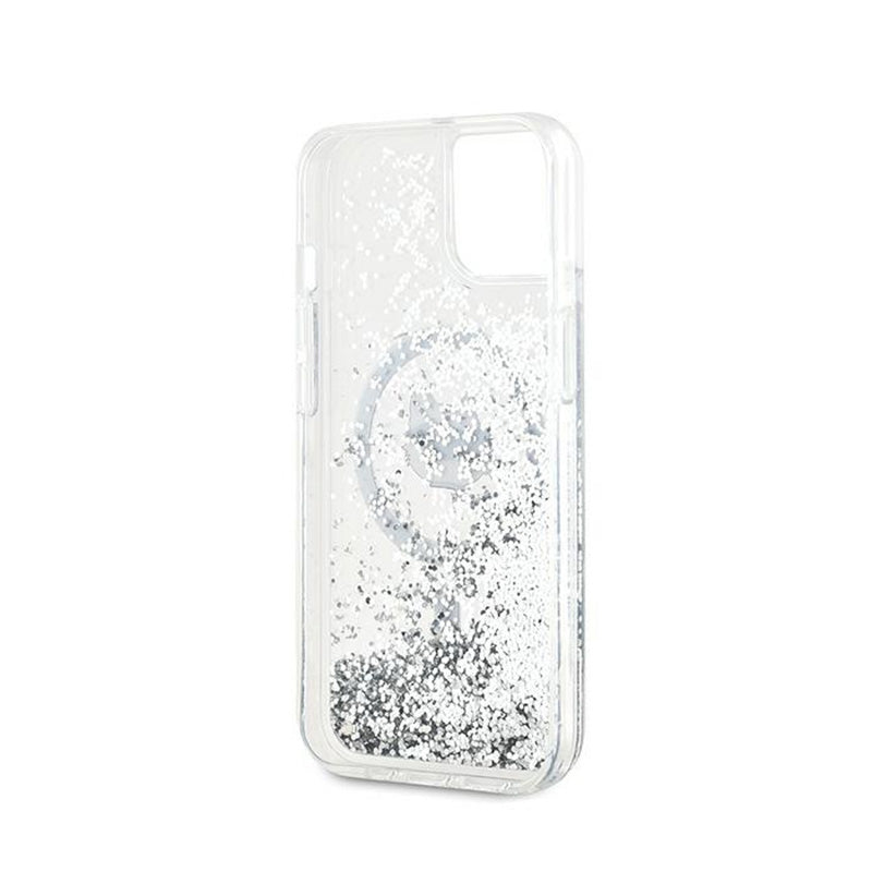 Karl Lagerfeld Liquid Glitter Choupette Head MagSafe - iPhone 15 Plus / 14 Plus dėklas (skaidrus)