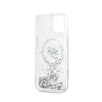 Karl Lagerfeld Liquid Glitter Choupette Head MagSafe - iPhone 15 Plus / 14 Plus dėklas (skaidrus)