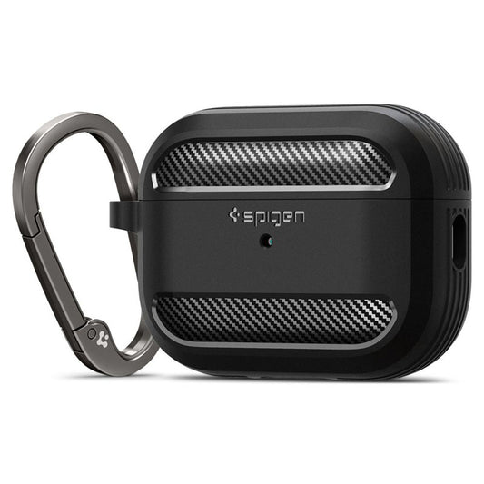 Spigen Rugged Armor – dėklas, skirtas „Apple AirPods Pro 1 / 2“ (juodas)