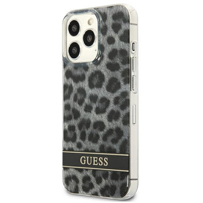 Guess Leopard Electro Stripe – dėklas iPhone 13 Pro (pilka)