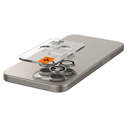 Spigen Optik Pro GLAS.TR EZ Fit kameros apsauga, 2 vnt. - Apsauginis lęšio stiklas, skirtas iPhone 17 Pro / 17 Pro Max / iPhone 15 Pro / 15 Pro Max / iPhone 14 Pro / 14