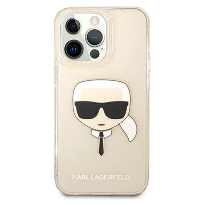 Karl Lagerfeld Karl’s Head Glitter – dėklas iPhone 13 Pro (auksinis)