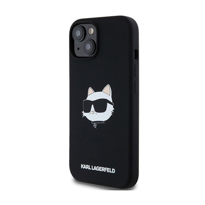 Karl Lagerfeld Silikoninė Choupette galva MagSafe – iPhone 15 / 14 / 13 dėklas (juodas)