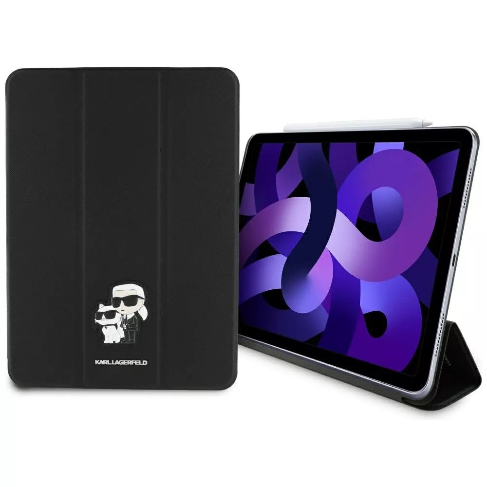 Karl Lagerfeld Book Cover Saffiano Magnetic Karl & Choupette – dėklas iPad Air 11” M3 (2025) / iPad Air 11” M2 (2024) (juodas)