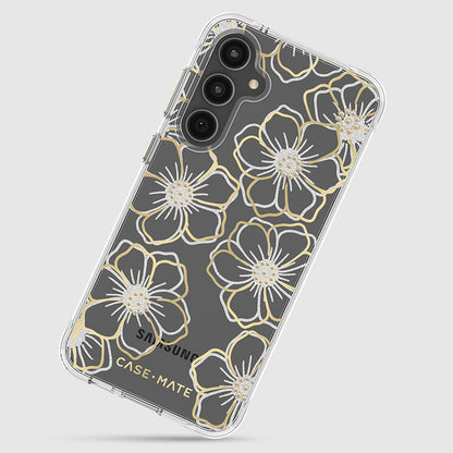 Case-Mate Floral Gems – dėklas, skirtas Samsung Galaxy S23 FE 5G (auksinis)