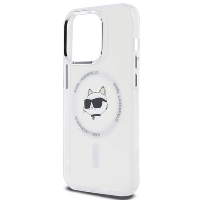 Karl Lagerfeld IML Metal Choupette Head MagSafe – dėklas, skirtas iPhone 13 Pro (balta spalva)