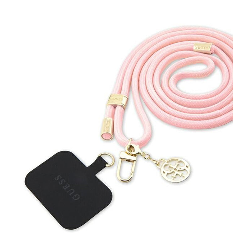 Guess CBDY Cord Nylon 4G Metal Charm – Universalus telefono dirželis (rožinis)