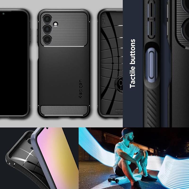 Spigen Rugged Armor – dėklas, skirtas „Samsung Galaxy A25 5G“ (juodas)