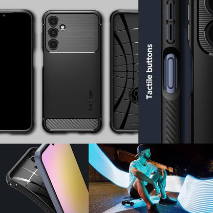 Spigen Rugged Armor – dėklas, skirtas „Samsung Galaxy A25 5G“ (juodas)