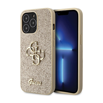 Guess Glitter Script Big 4G – iPhone 13 Pro dėklas (auksinis)