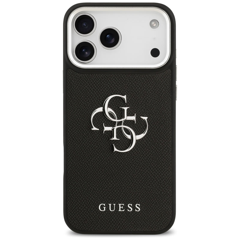 Guess Grained Big 4G Classic Logo dėklas iPhone 17 Pro Max (juodas)