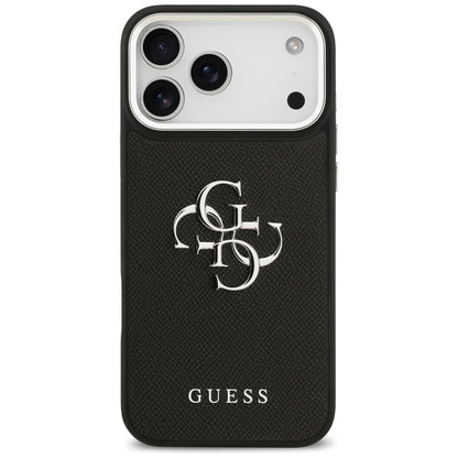 Guess Grained Big 4G Classic Logo dėklas iPhone 17 Pro Max (juodas)