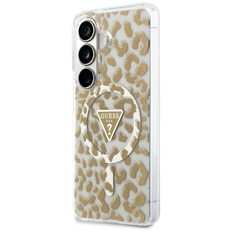 Guess IML Leopard Print Triangle MagSafe - Samsung Galaxy S26 dėklas (rudas)