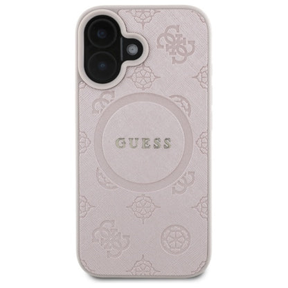 Guess Saffiano Peony Classic Logo MagSafe - Dėklas skirtas iPhone 16 (rožinis)